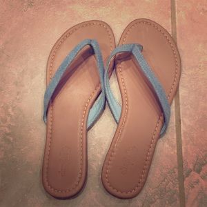 Denim detailed sandals read description for sizing